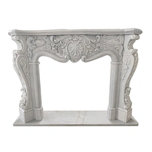 European Style Indoor Home Decoration Stone Marble Carved Freestanding Fireplace Mantel