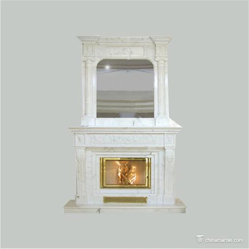 Stone Carving Life Size Western Figure Statue Double American Style Pillars Fireplace