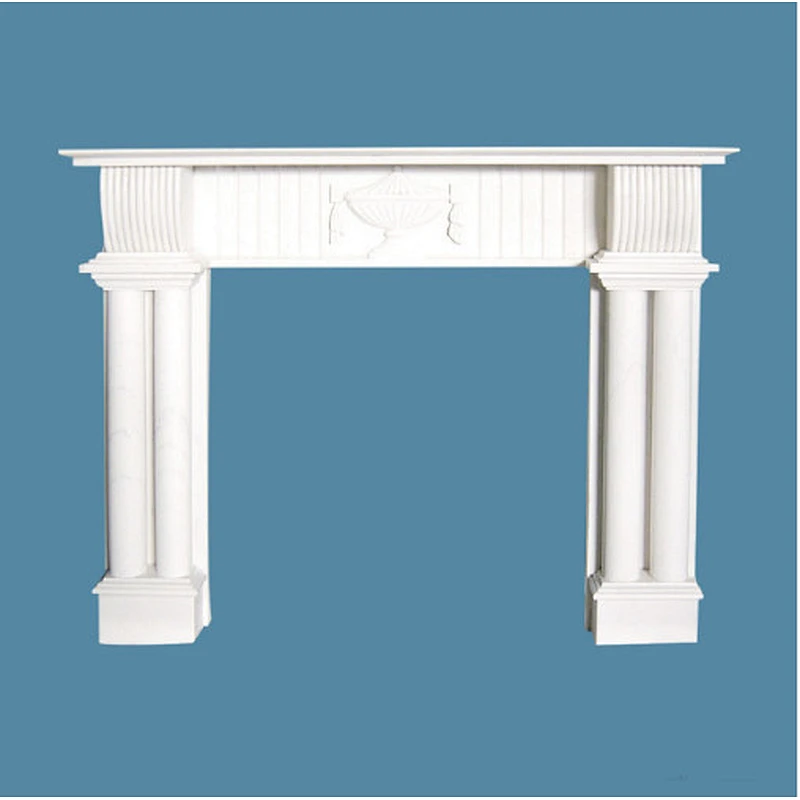 Home Decoration Hand Carving White Marble Fireplace Surround