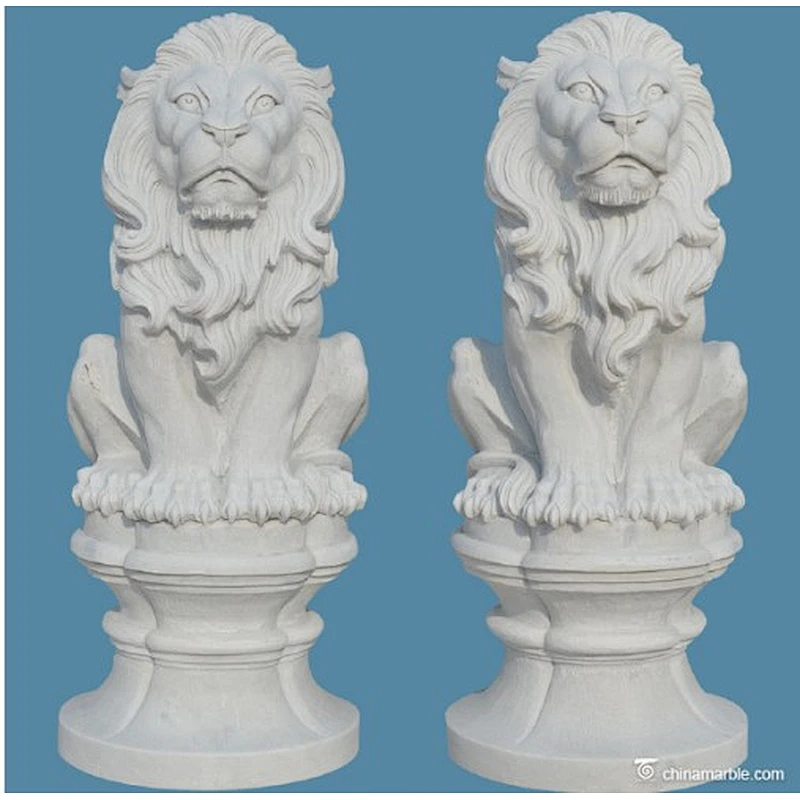 White Marble Lion statues