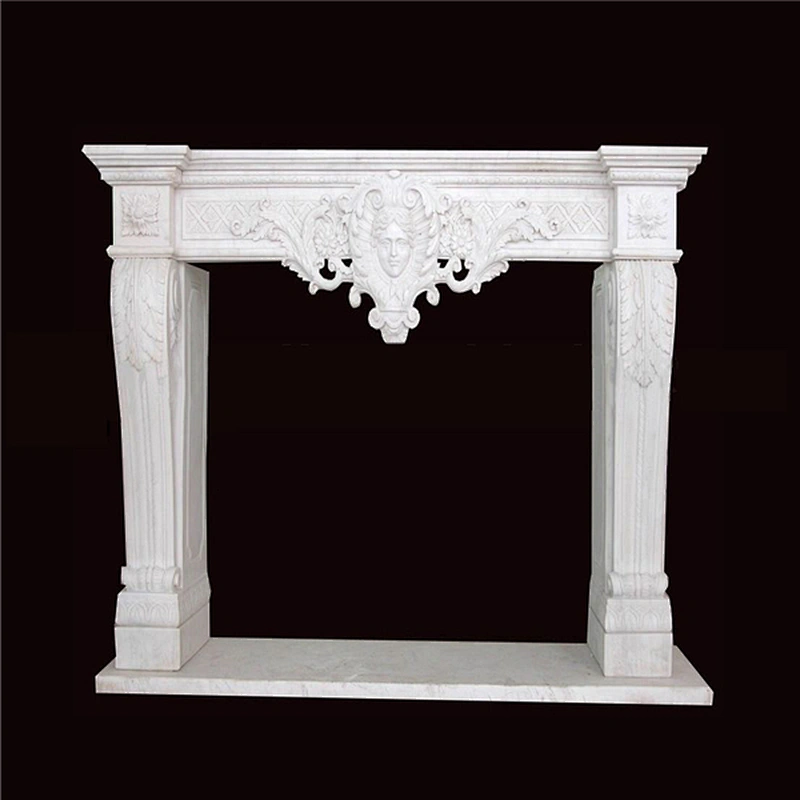Free Standing Hand Carved Quartz Fireplace Surround With Dragon Carvings