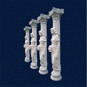 Round White Marble Temple Gate Pillar Design