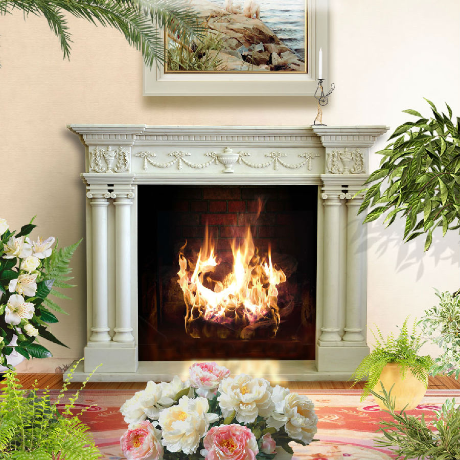 column fireplace mantel/pillar fireplace/carved fireplace mantels