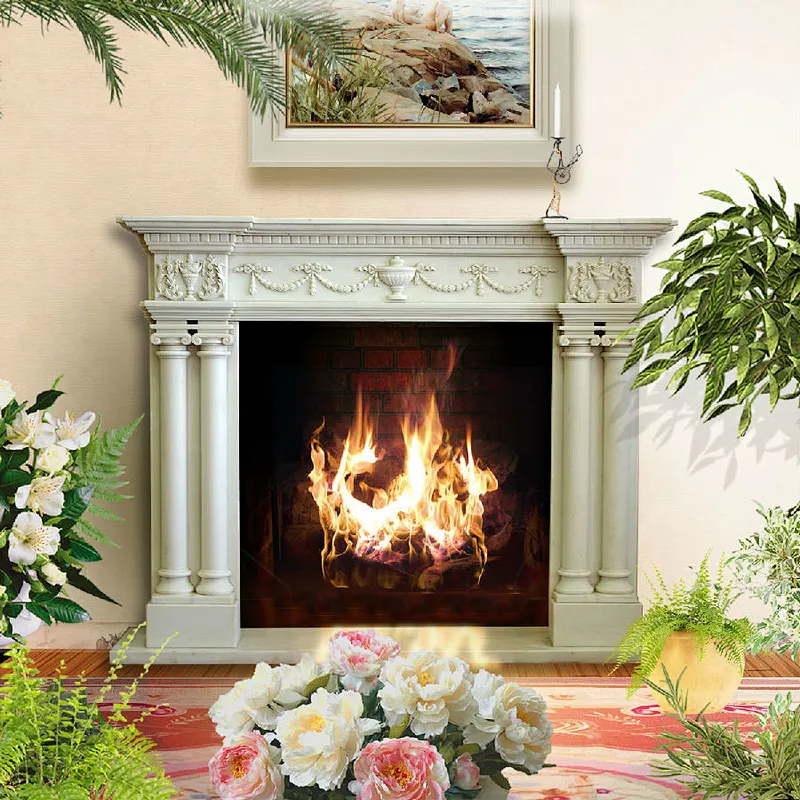 column fireplace mantel/pillar fireplace/carved fireplace mantels