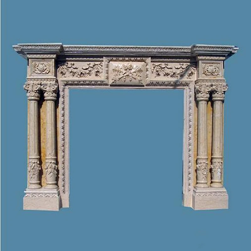 Yellow Composite Granite Column Fireplace Hearth Surround/Fireplace Mantel