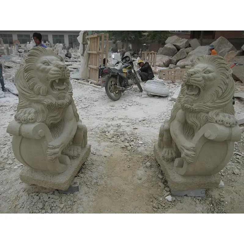 White Marble Lion statues