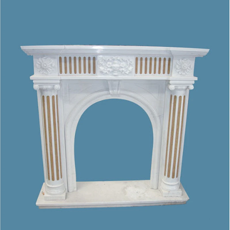 flower carved modern fireplace/marble fireplace