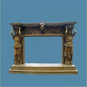 Free Standing Brown Marble Carved Figures Fireplace/fireplace mantel