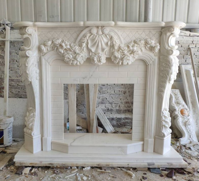 shabby chic Design Marble Fireplaces Mantel Modern/carved fireplace surrounds