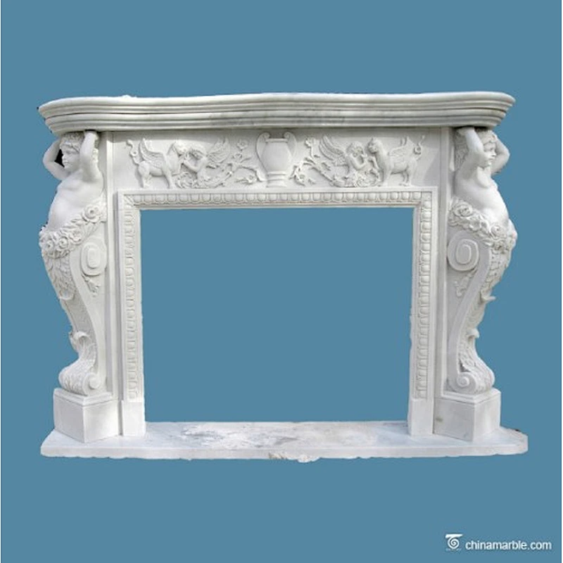 Cream Marble Fireplace Mantel/natural stone fireplace mantels