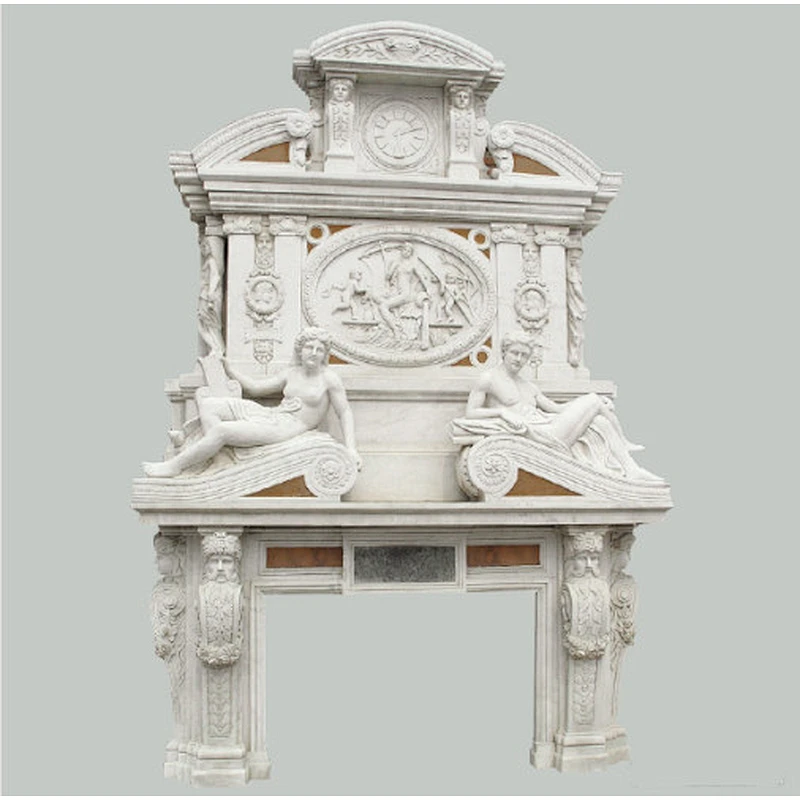 lion carved marble fireplace for sale/fireplace surrounds