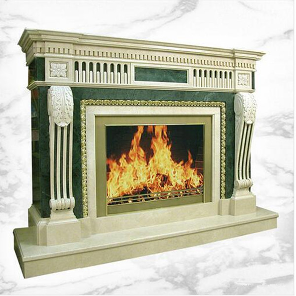 Italian Carrara Green Marble Fireplace/stone fireplace mantles