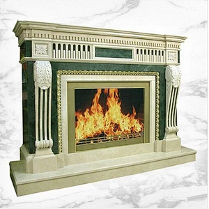 Italian Carrara Green Marble Fireplace/stone fireplace mantles