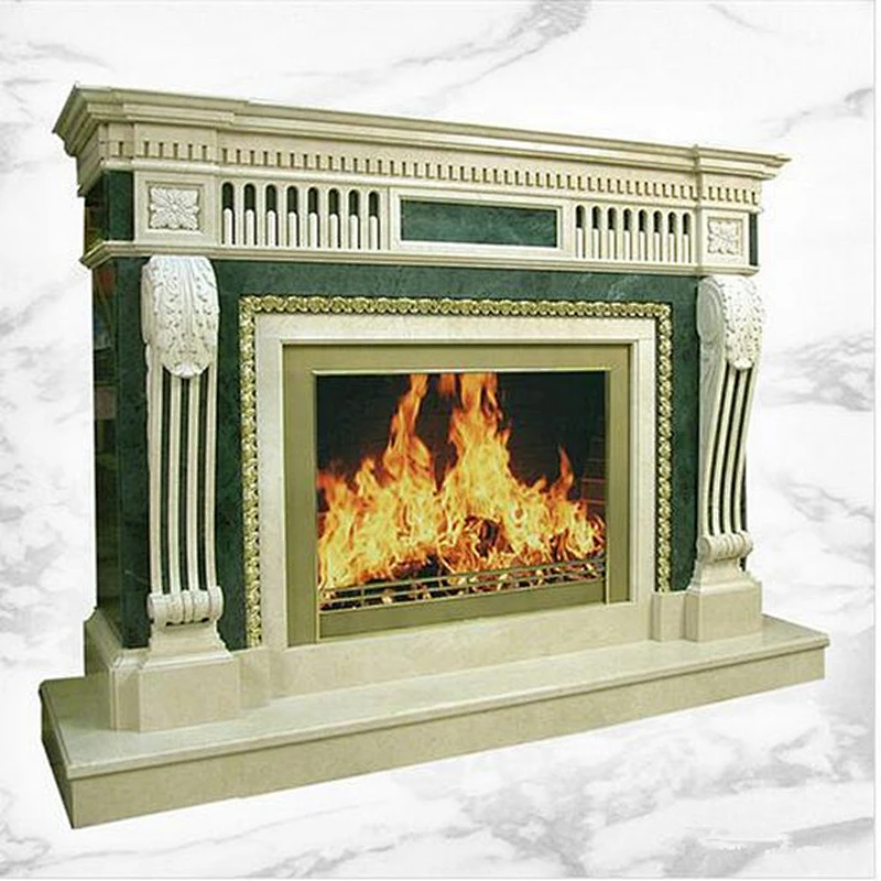 Italian Carrara Green Marble Fireplace/stone fireplace mantles