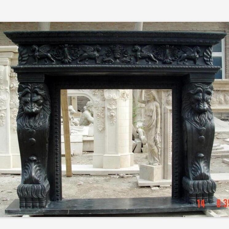 Marble Lion Fireplace/English Fireplace Mantel/blace marble Fire Place