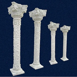Outdoor Decoration White Round Marble Column