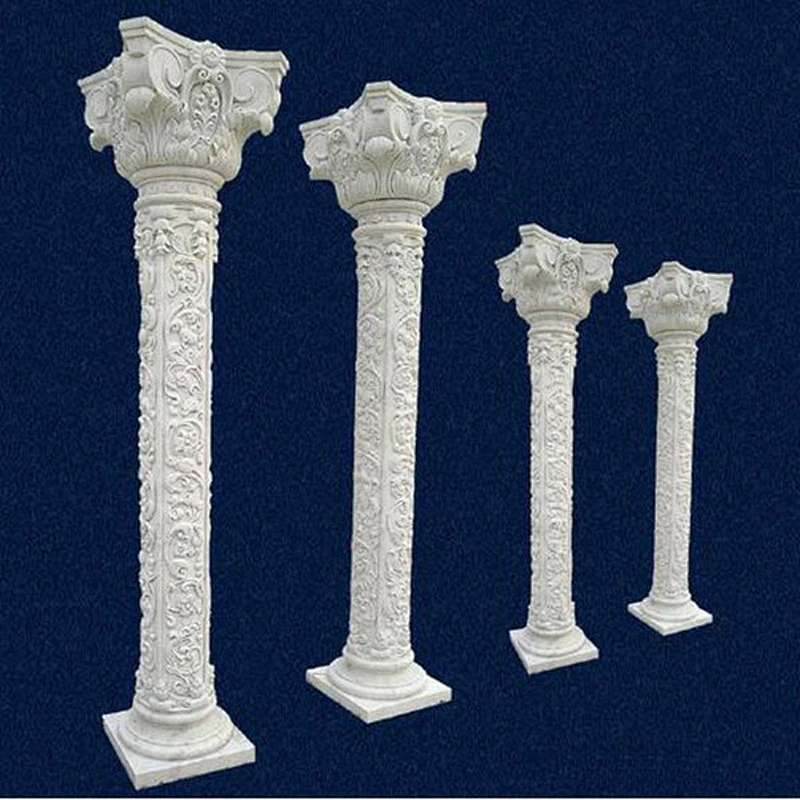 Outdoor Decoration White Round Marble Column