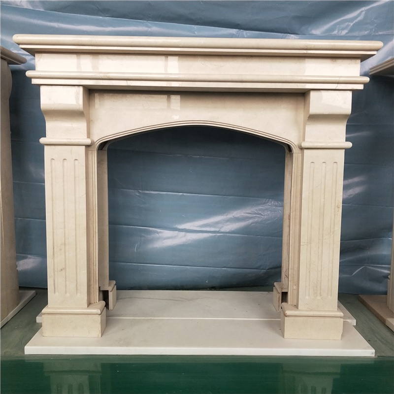 Yellow Antique Marble Fireplace Frame Mantels/single fireplace standing