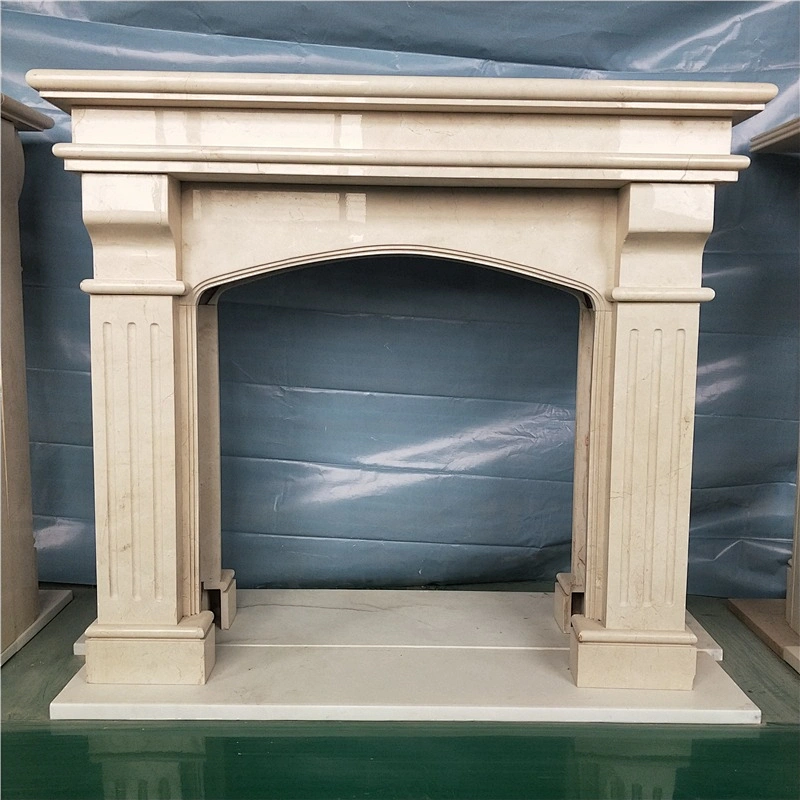Yellow Antique Marble Fireplace Frame Mantels/single fireplace standing