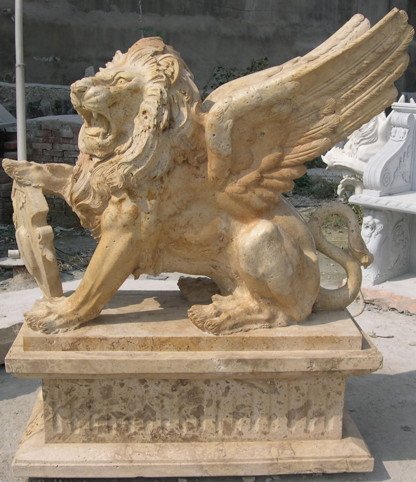 stone lionlion with wings statue/winged lion statue/antique marble statues for sale