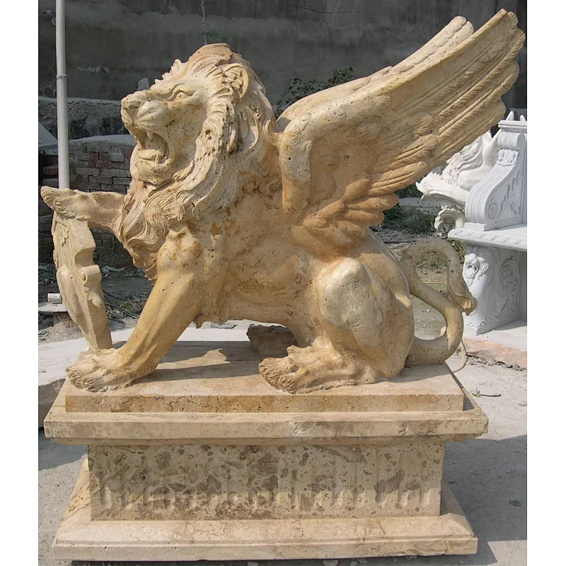 stone lionlion with wings statue/winged lion statue/antique marble statues for sale