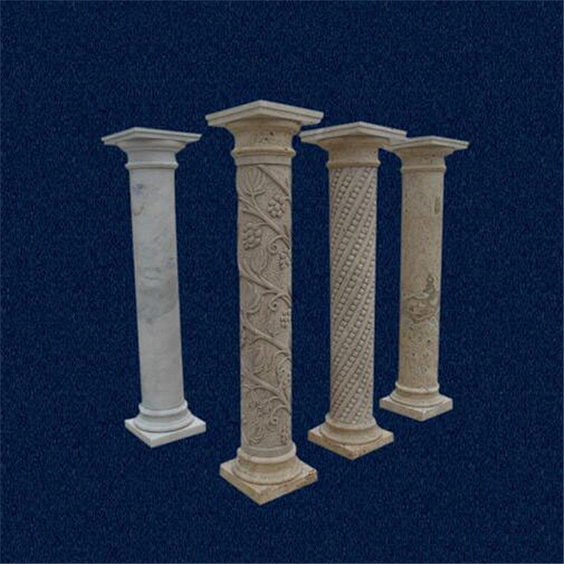 Round White Marble Temple Gate Pillar Design