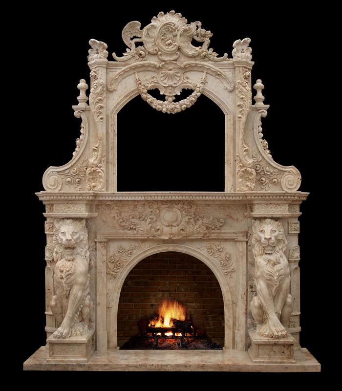Retro and Elegant double marble fireplaces/fireplace mantel