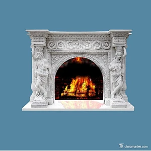 Two Ladies Carved Marble Fireplace Mantel/fireplace shelft