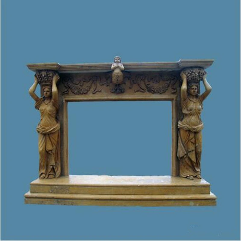 Georgian Stone Carved Fireplaces Mantel/lion carve natural marble fireplace