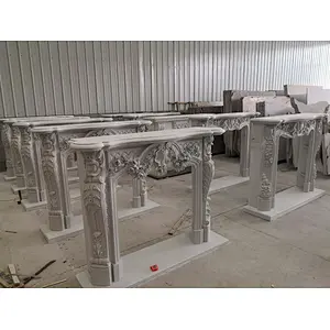 White Marble stone fireplace mantel/natural marble fireplace surrounds