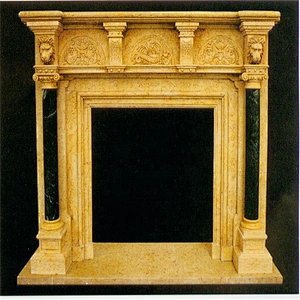 Marble Stone Fireplace Surround Ideas With Lions/fireplace mantel