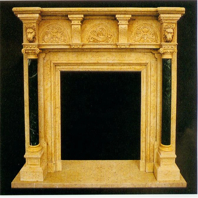 Marble Stone Fireplace Surround Ideas With Lions/fireplace mantel