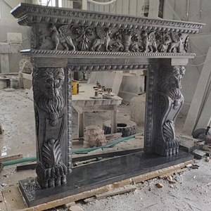Carved Stone Luxury Statue Fireplace Surround Mantel