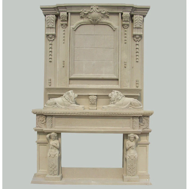 marble lion head fireplace mantel/stone fireplace/marble decorative fireplace mantel