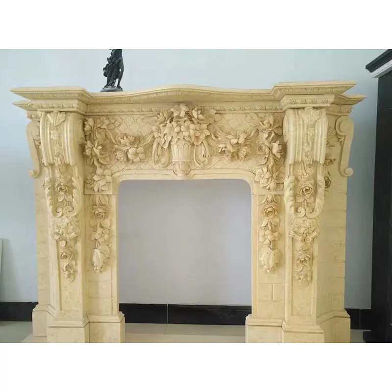 Practical and attractive fireplace mantel /limestone fireplace surround
