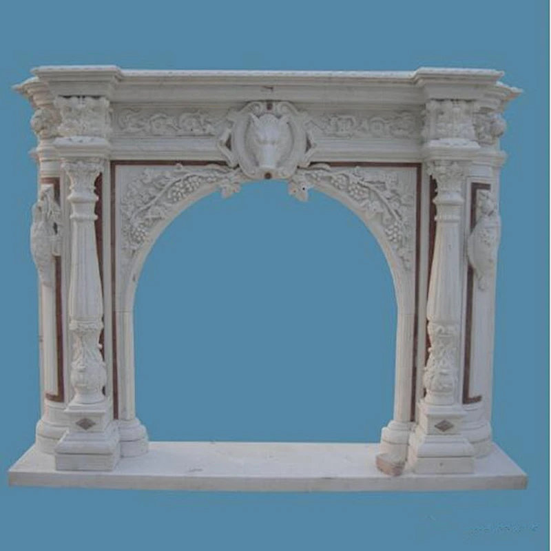 Rococo Luxury Carved Marble Pillar Fireplaces Mantel