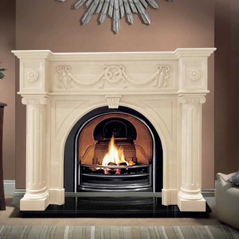 Turkey Limestone Fireplace Mantel/natural marble fireplace