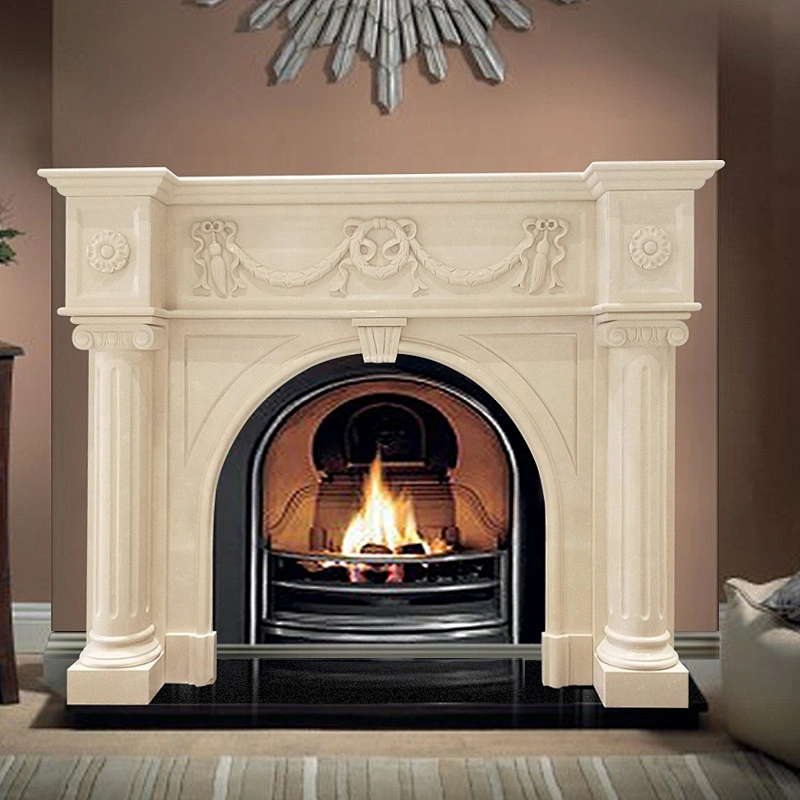 Turkey Limestone Fireplace Mantel/natural marble fireplace