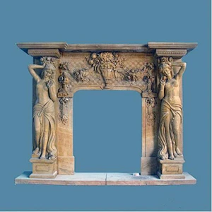 Georgian Stone Carved Fireplaces Mantel/lion carve natural marble fireplace