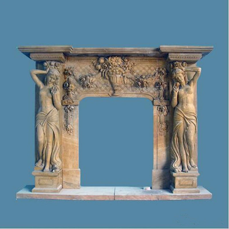 Georgian Stone Carved Fireplaces Mantel/lion carve natural marble fireplace