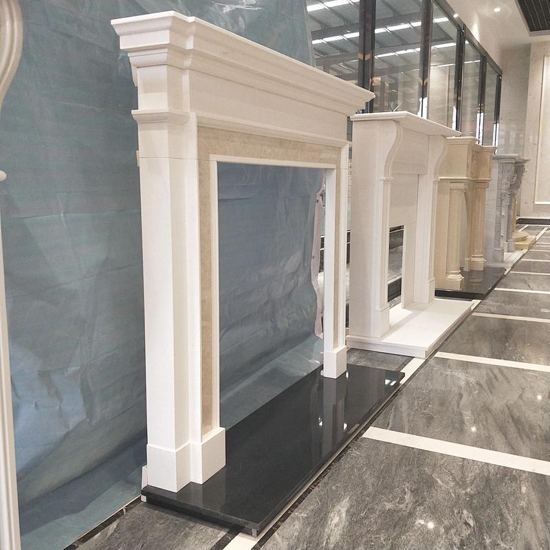 White Marble Freestanding Fireplace Mantle for Home Decoration