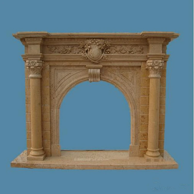 Rococo Luxury Carved Marble Pillar Fireplaces Mantel