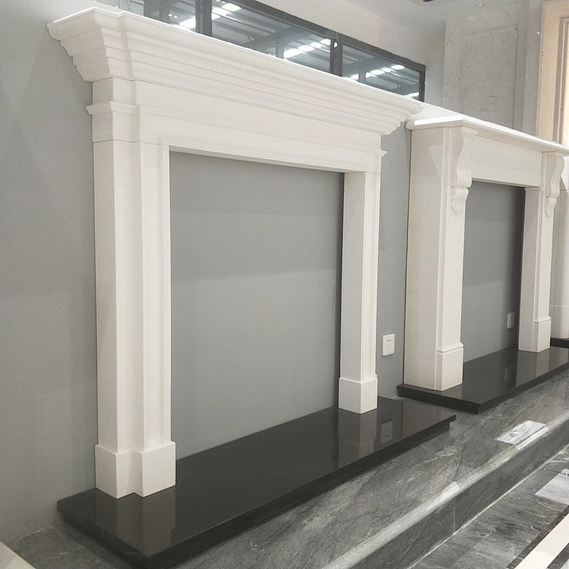 Limestone Carved Continental Mantel Fireplace Surround