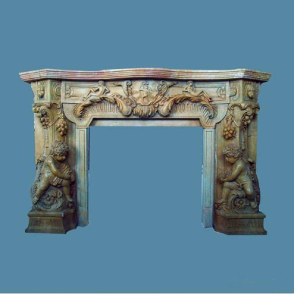 Asian Black Marble Babies Fireplace Mantel/carved fireplace