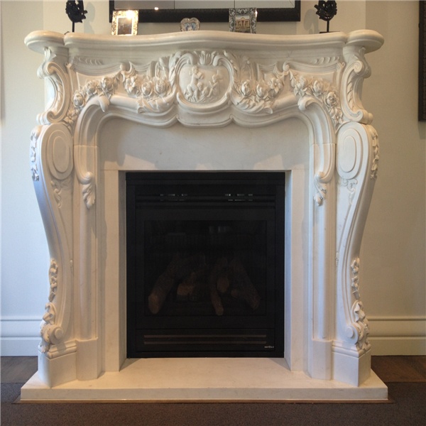 Modern Style Freestanding White Stone Fireplace Surround/marble fireplace mantels