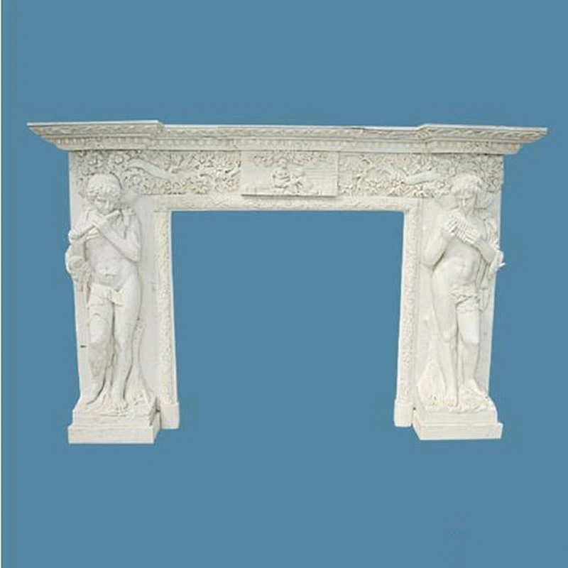 Indoor White Marble Fireplace Hearth, Corner Faux Stone Fireplace Mantels