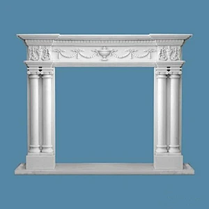 Freestanding Continental White Granite Fireplace Mantel Surrounds