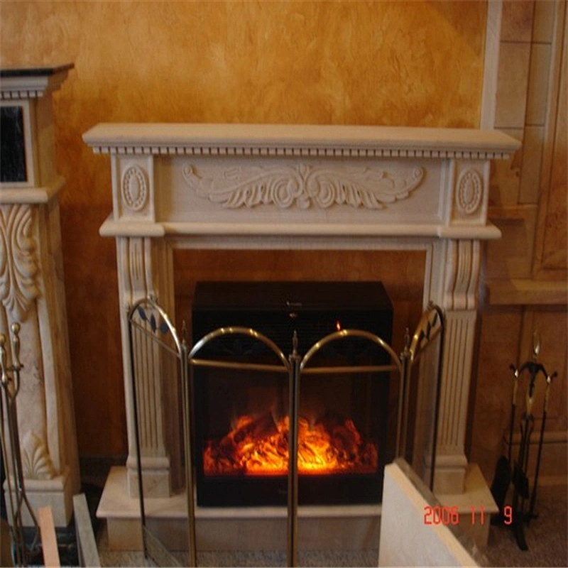 Indoor Decorative Freestanding Natural Marble Fireplace Design