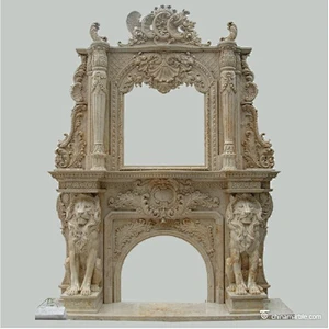 lion carved marble fireplace for sale/fireplace surrounds