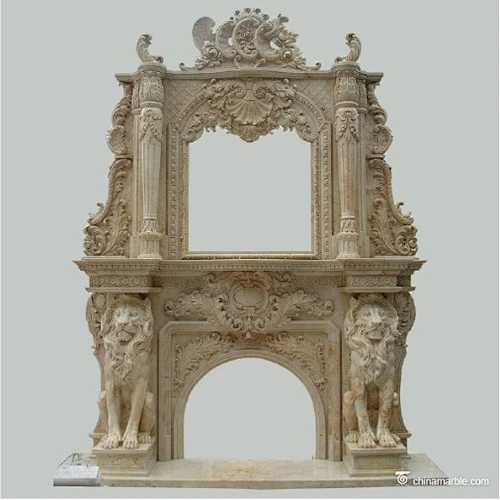 lion carved marble fireplace for sale/fireplace surrounds